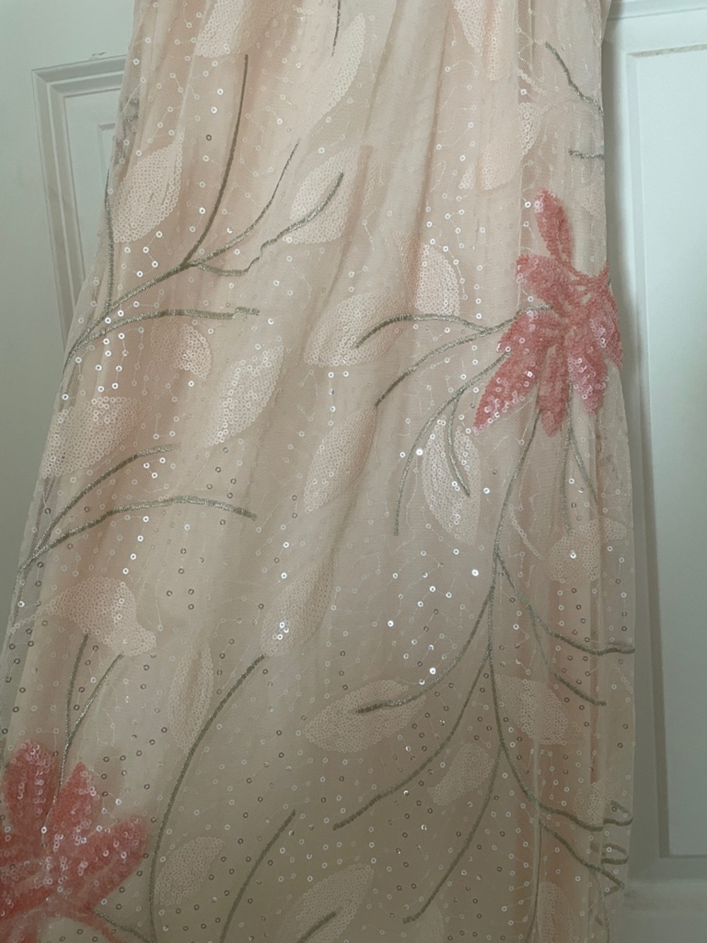 Badgley Mischka Blush Pink Floral Gown - Picture 2 of 5